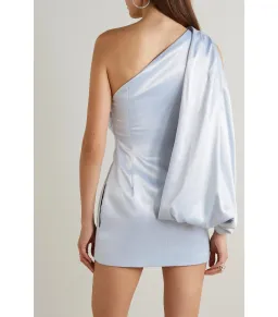 16arlington Blake One-shoulder Draped Satin Dress Ice Blue Size S / AU 8 for rent on The Volte - image 2