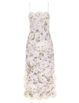 Zimmermann Acacia Scallop Midi Dress in Lilac Floral Size 0 / AU 8 for rent on The Volte - image 1