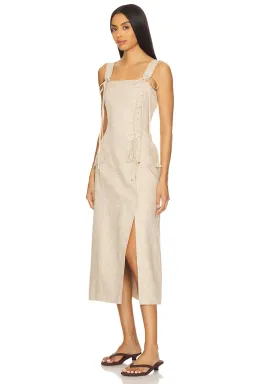 Aje Morgan Midi Dress in Nude Beige Size 8 for rent on The Volte - image 4