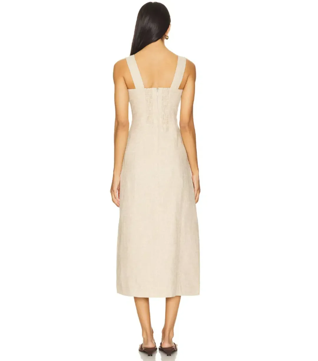 Aje Morgan Midi Dress Beige Size AU 14 for rent on The Volte - main image