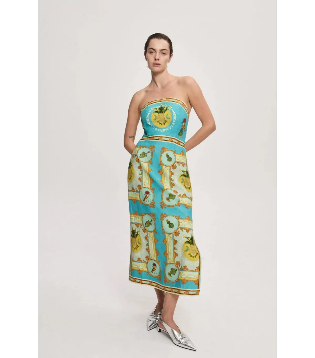 Alémais La Musica Midi Dress Exclusive Blue Print Size AU 14 for rent on The Volte - main image