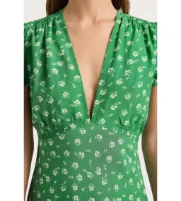 Faithfull The Brand Doriet Midi Dress Suzette Green Size AU 10 for rent on The Volte - image 2