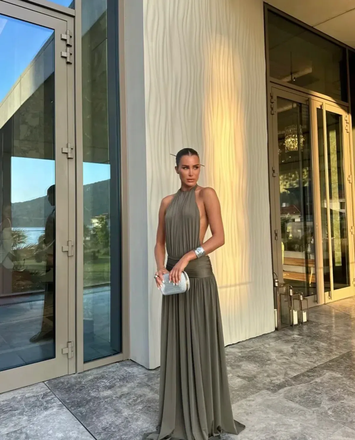 Arcina Ori Santina dress in khaki size 10 for rent on The Volte - main image