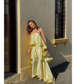 Elliatt Tilly Tiered Maxi Dress in Butter Yellow Size S/AU 8 for rent on The Volte - image 2