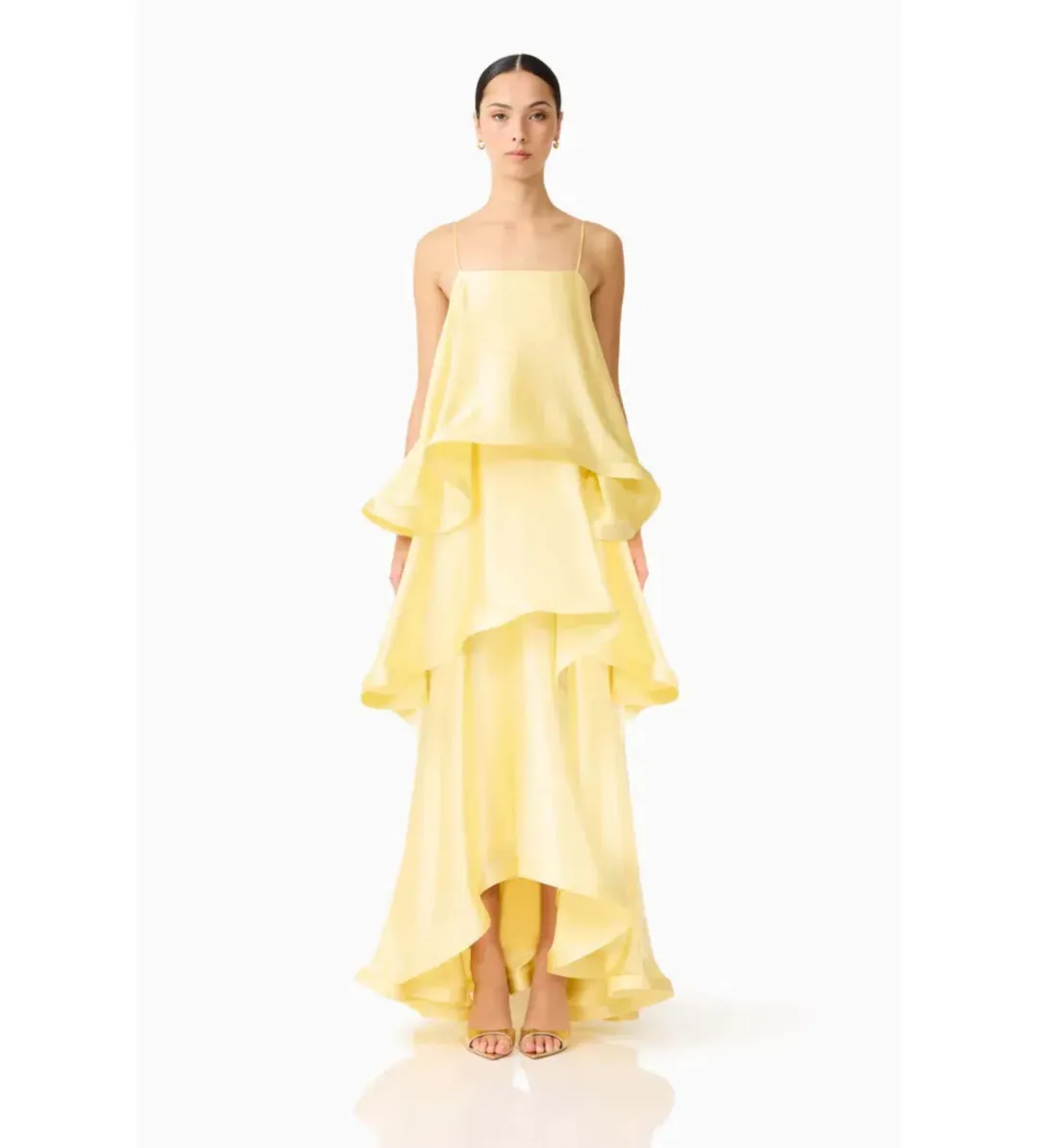 Elliatt Tilly Tiered Maxi Dress in Butter Yellow Size S/AU 8 for rent on The Volte - main image