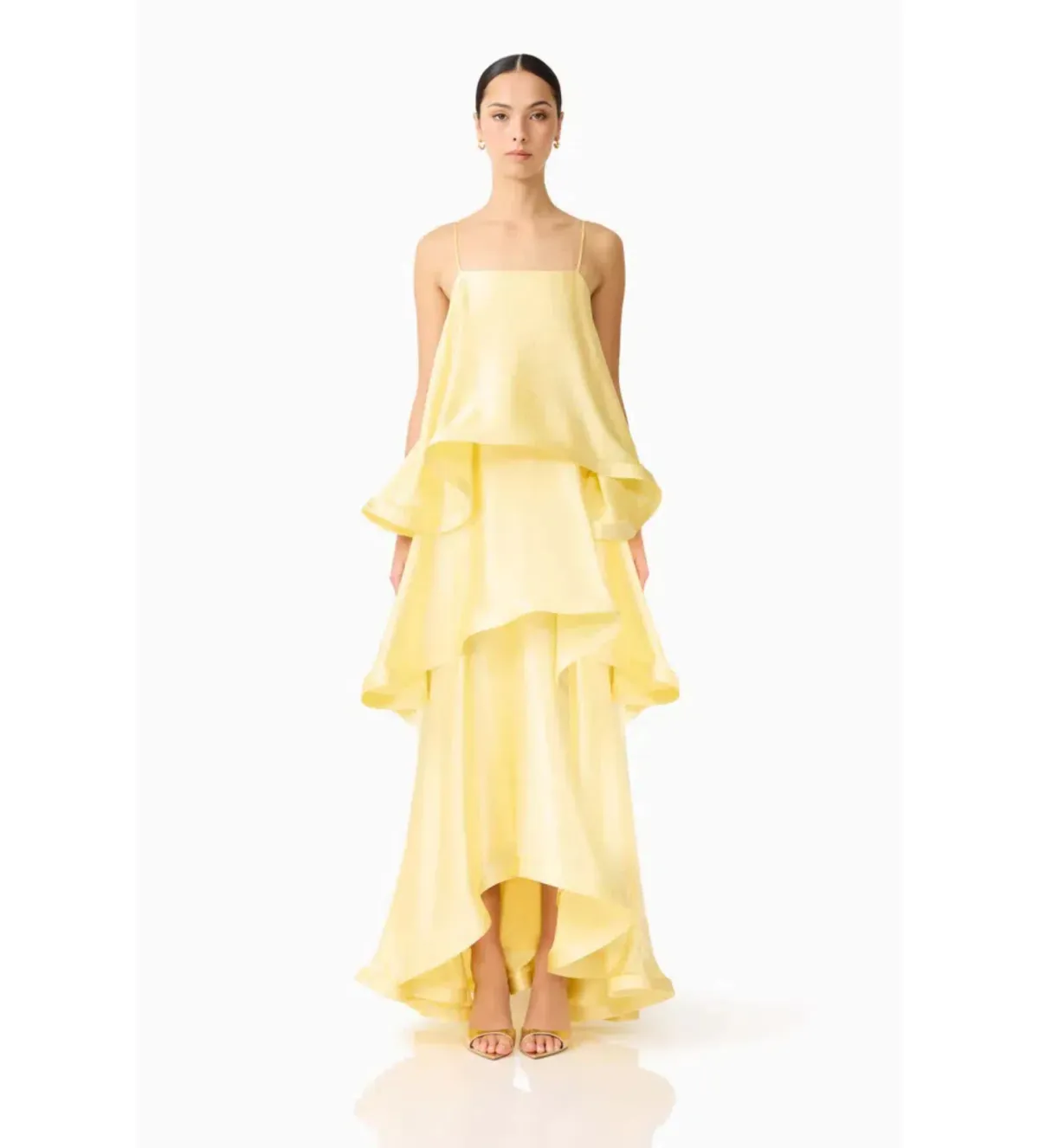 Elliatt Tilly Tiered Maxi Dress in Butter Yellow Size S/AU 8 for rent on The Volte - main image