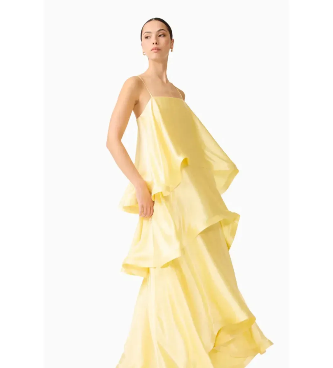 Elliatt Tilly Tiered Maxi Dress in Butter Yellow Size S/AU 8 for rent on The Volte - main image