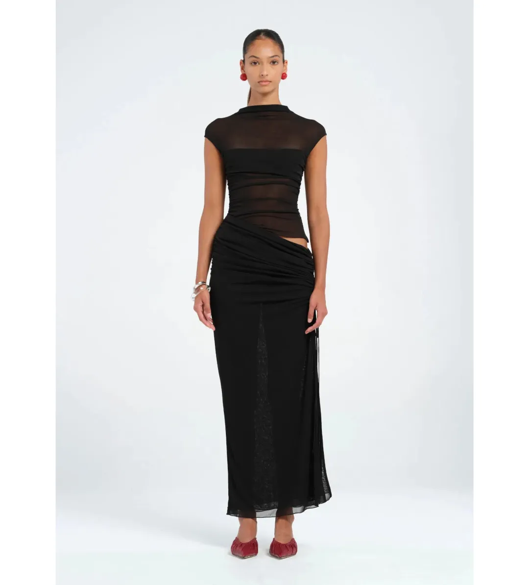 Benni Milo Mesh Maxi Dress in Black Size 8 for rent on The Volte - main image