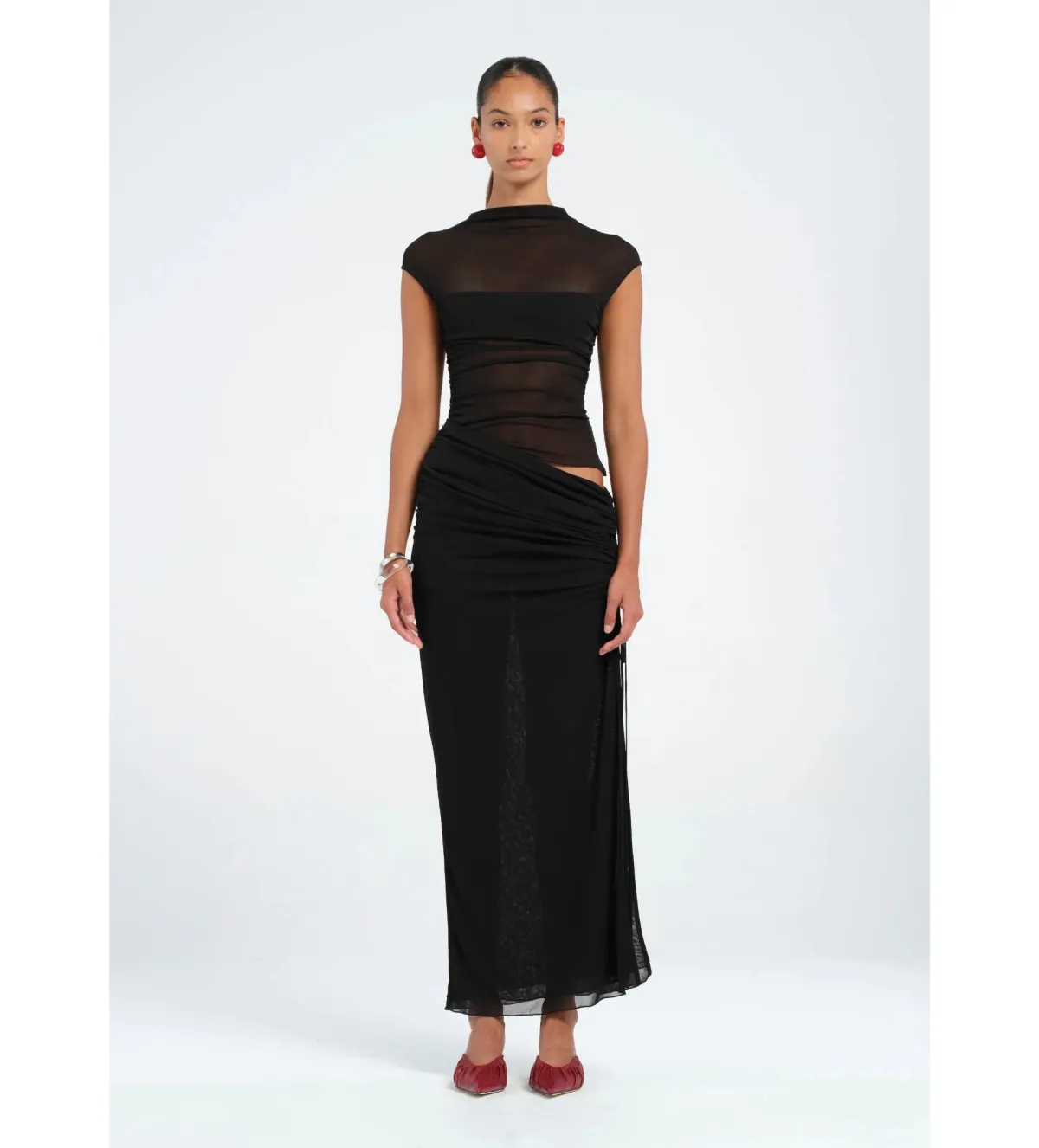 Benni Milo Mesh Maxi Dress in Black Size 8 for rent on The Volte - main image