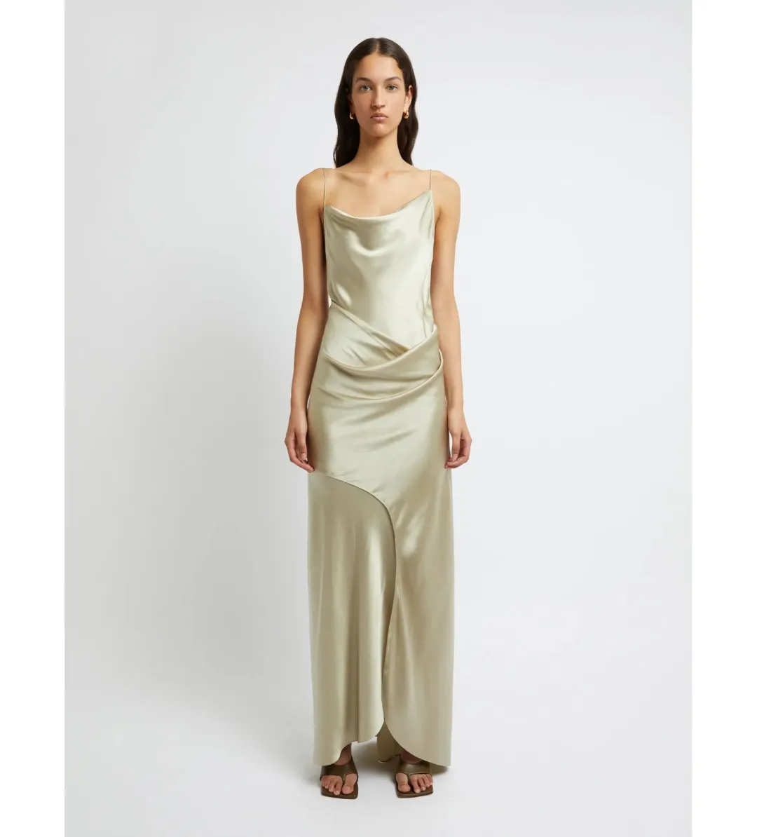 Christopher Esber Verdant Falls Draped Maxi Dress Putty Size AU 6 for rent on The Volte - main image