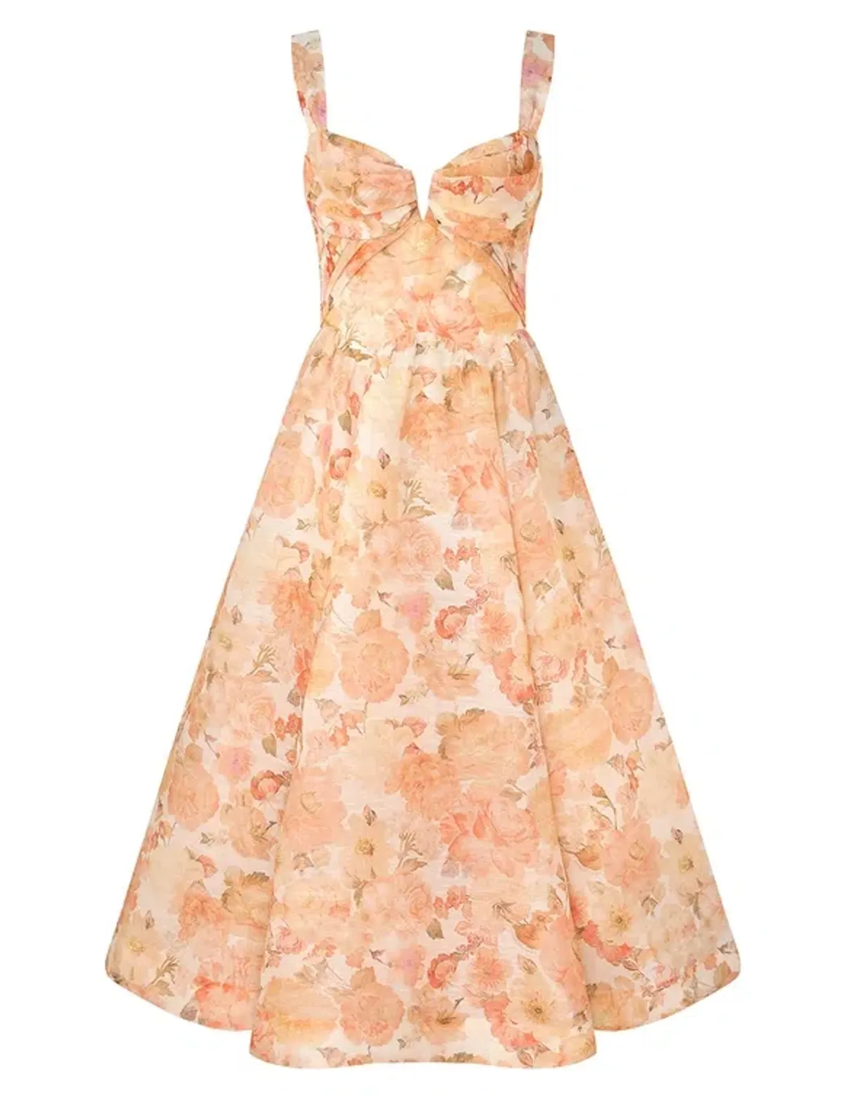 Zimmermann The Rebellion Drape Midi Dress in Golden Bloom Size 3/AU 14 for rent on The Volte - main image