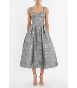 Rebecca Vallance Sterling Midi Dress Grey Size AU 6 for rent on The Volte - image 1