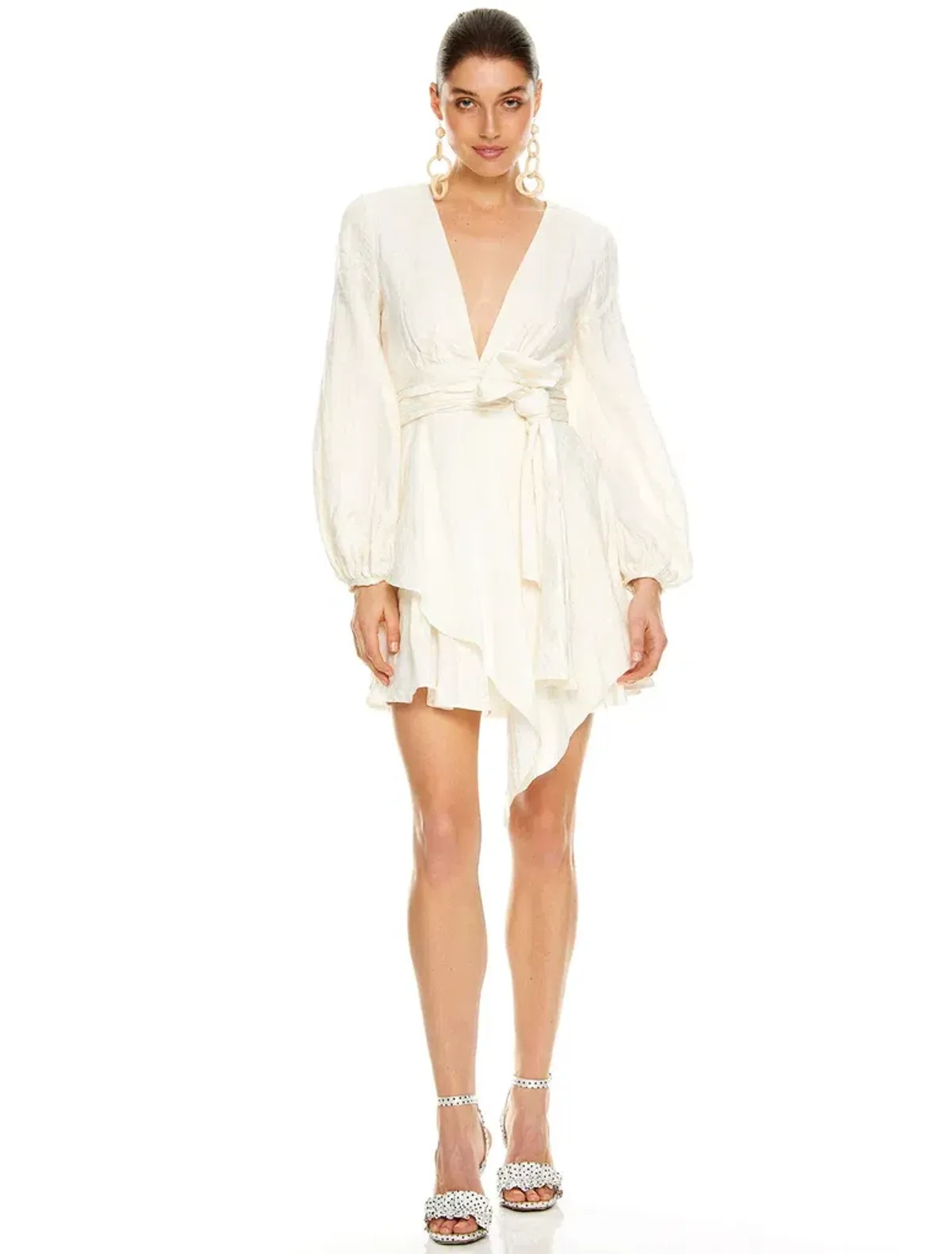 Talulah Sway With Me Long Sleeve Mini Dress White Size S for rent on The Volte - main image