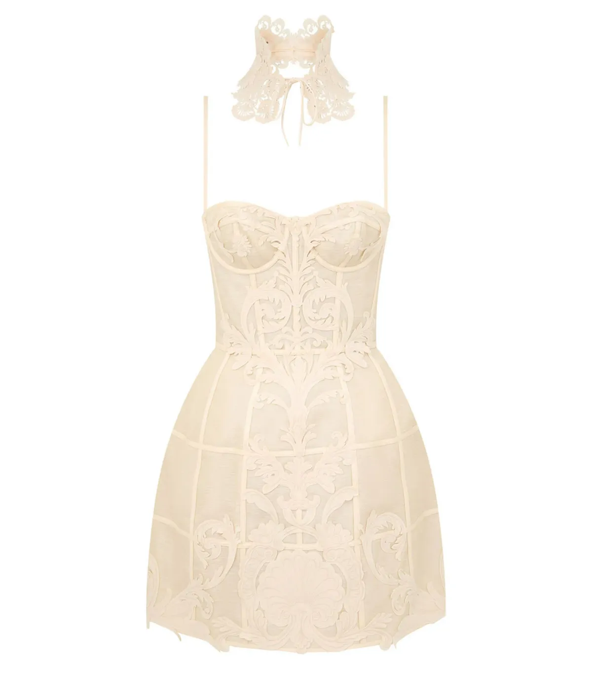 Zimmermann Rebellion Filigree Mini Dress Cream 1 / AU 10 for rent on The Volte - main image
