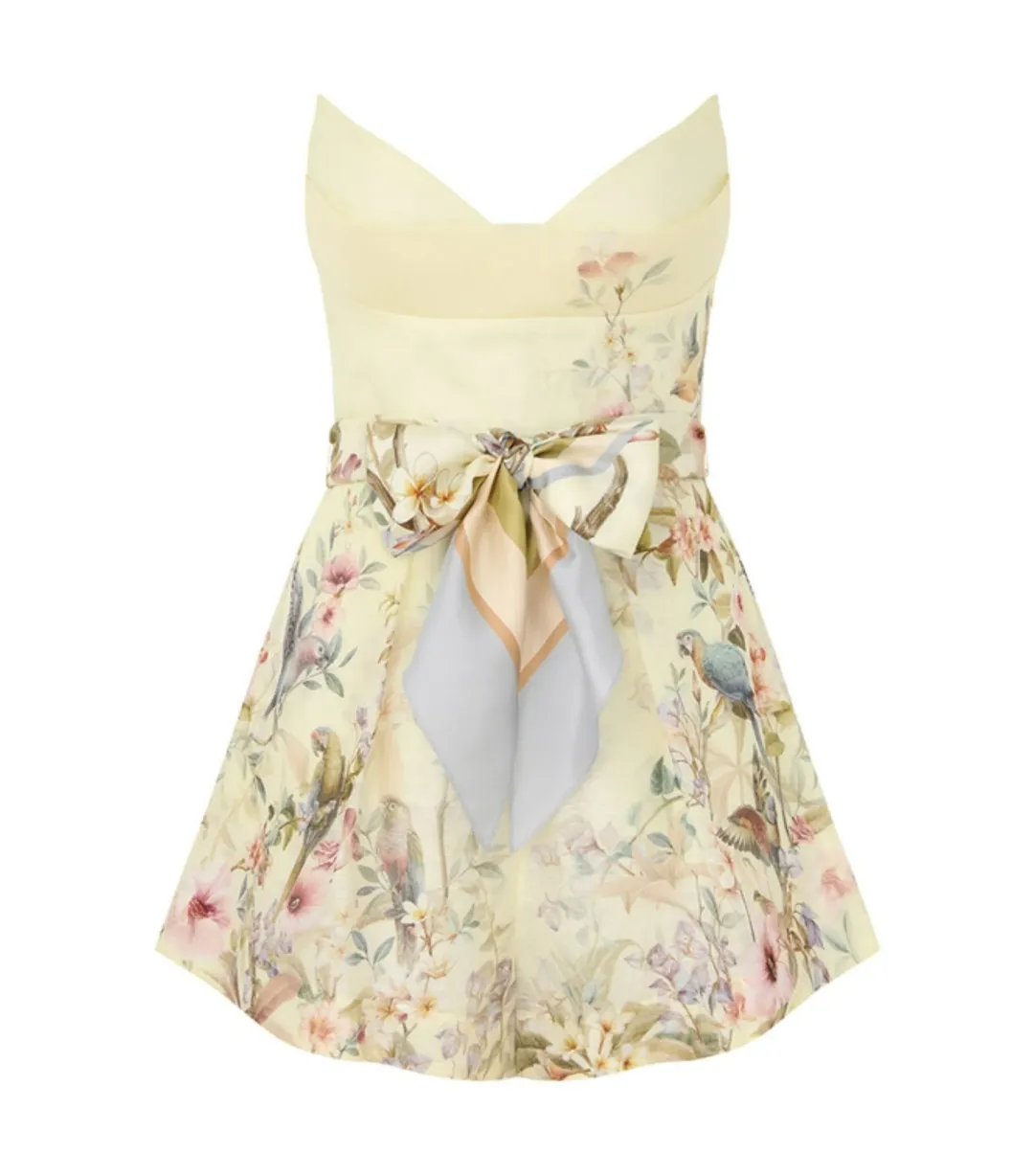 Zimmermann Rebellion Fitted Playsuit Lemon Aviary Size 0 / AU 8  for rent on The Volte - main image