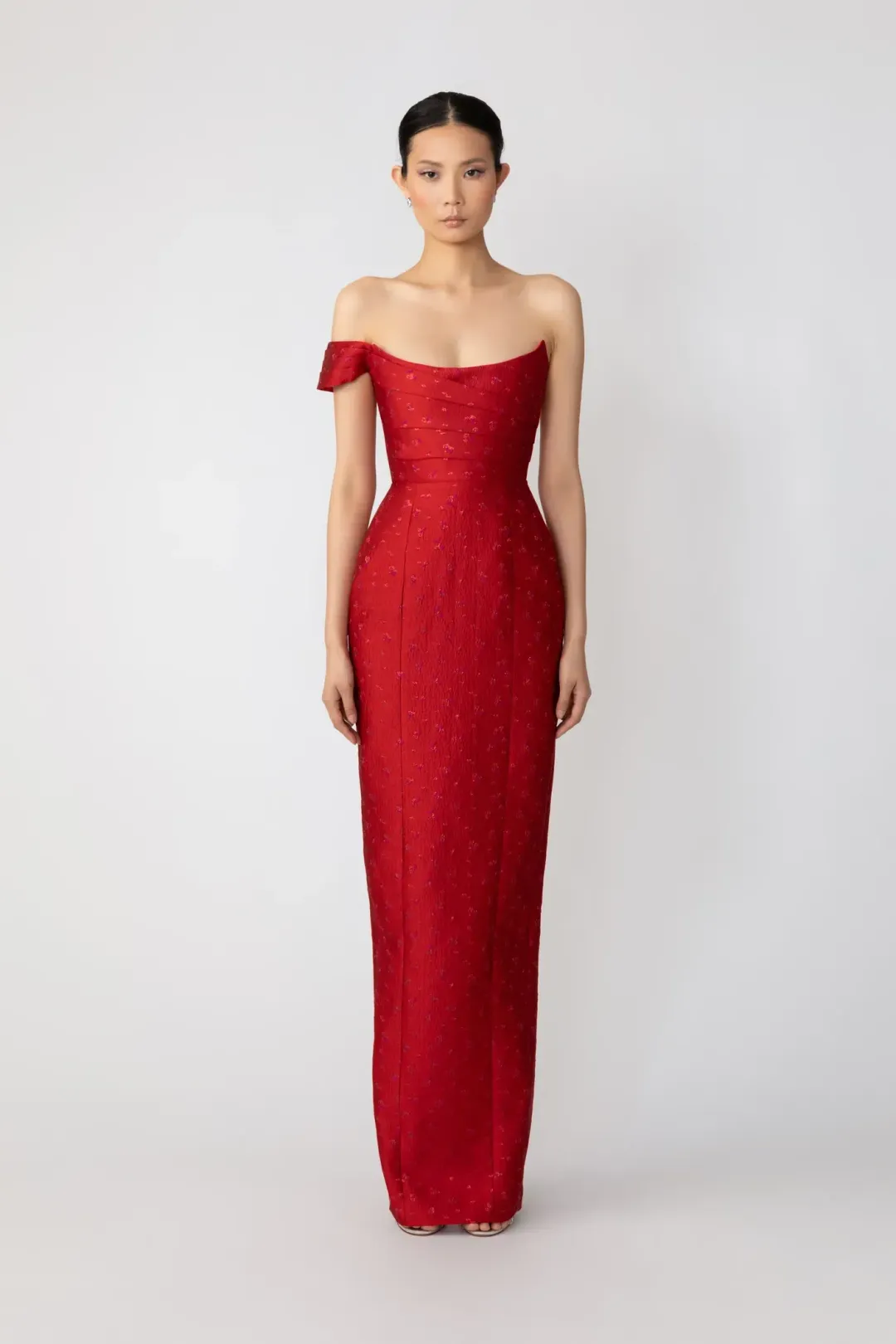 Sau Lee Jackson Jacquard Maxi Gown Red Size AU 8 for rent on The Volte - main image
