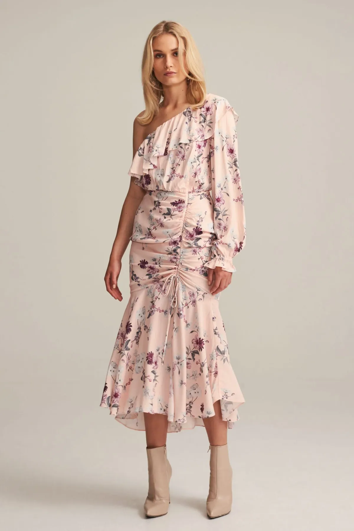 Steele Dahlia One Shoulder Dress Pink Floral Size 6 for rent on The Volte - main image
