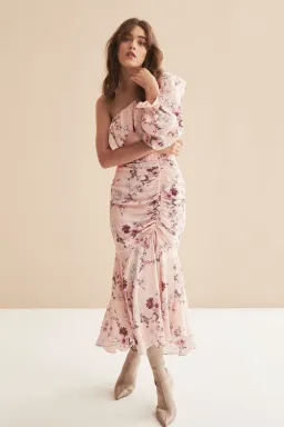 Steele Dahlia One Shoulder Dress Pink Floral Size 6 for rent on The Volte - image 3