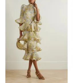 Zimmerman Harmony Tiered Midi Dress Citrus Garden Size 1 / AU 10  for rent on The Volte - image 1