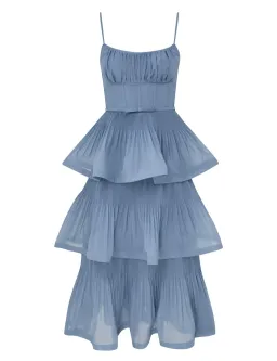 Zimmermann Pleated Tiered Midi Dress Deep Blue Size 2 / AU 12 for rent on The Volte - image 5