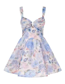 Zimmermann Rebellion Drape Mini Dress Sky Bloom Size 2 AU 12  for rent on The Volte - image 4