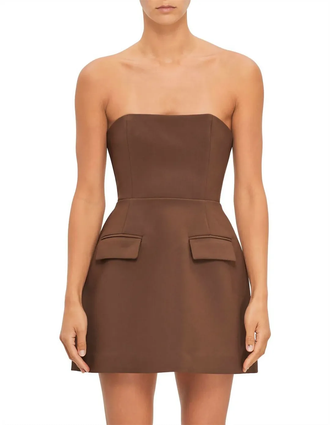 Odd Muse The Ultimate Muse Strapless Mini Dress in Chocolate Size M/AU 10 for rent on The Volte - main image