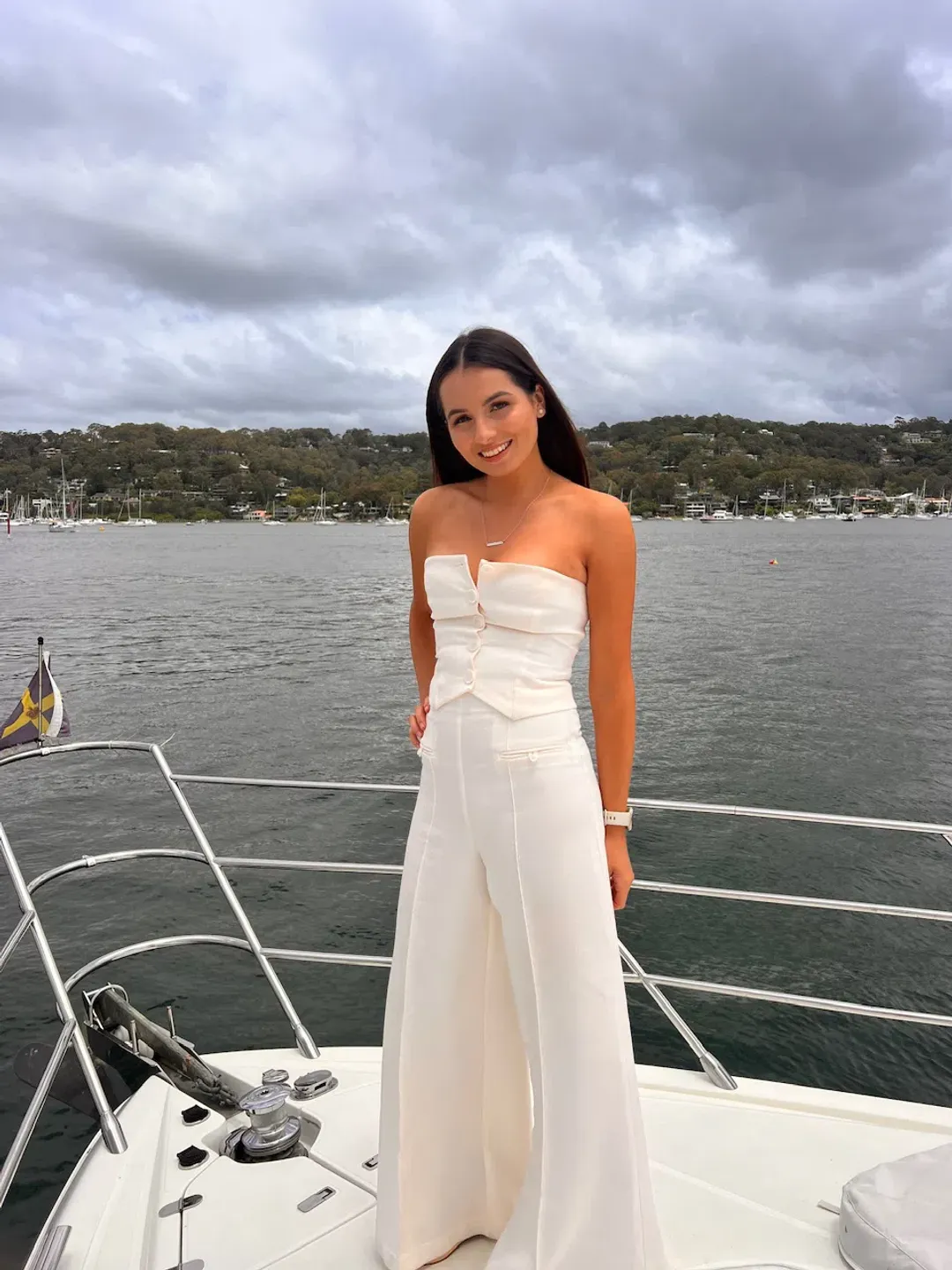 Shona Joy Amura Set High Waisted Wide Leg Pant and Button Up Bodice - Cream for rent on The Volte - main image