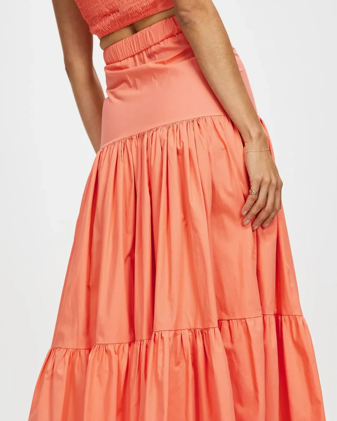 Runaway The Label Ayla Strapless Crop Top & Maxi Skirt Set in Sunset Size 8 for rent on The Volte - main image