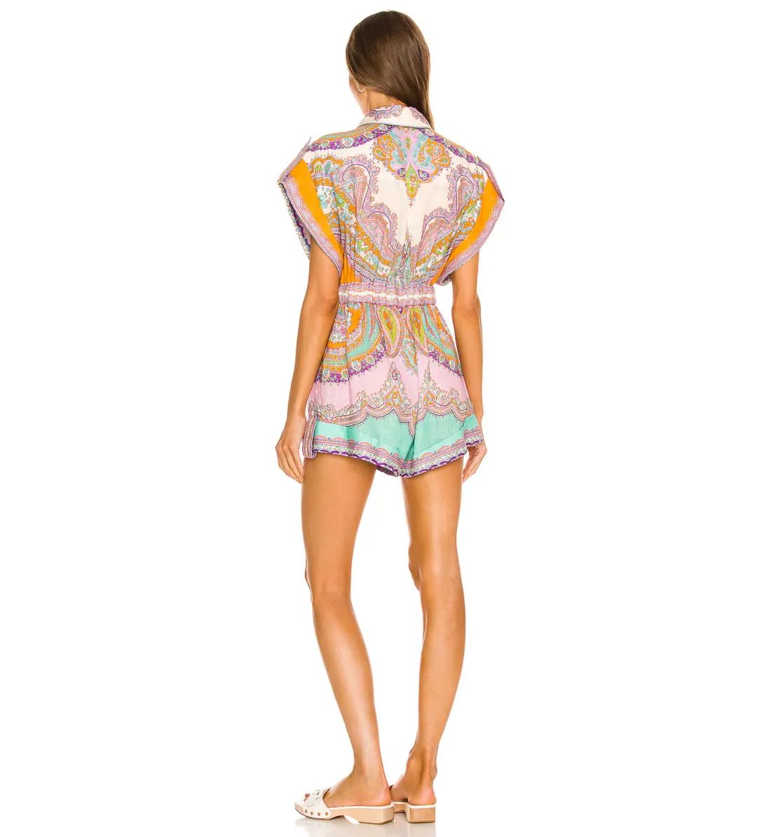 Zimmermann Lola Cuffed Playsuit in Daisy Paisley Size 3/AU14 for rent on The Volte - main image