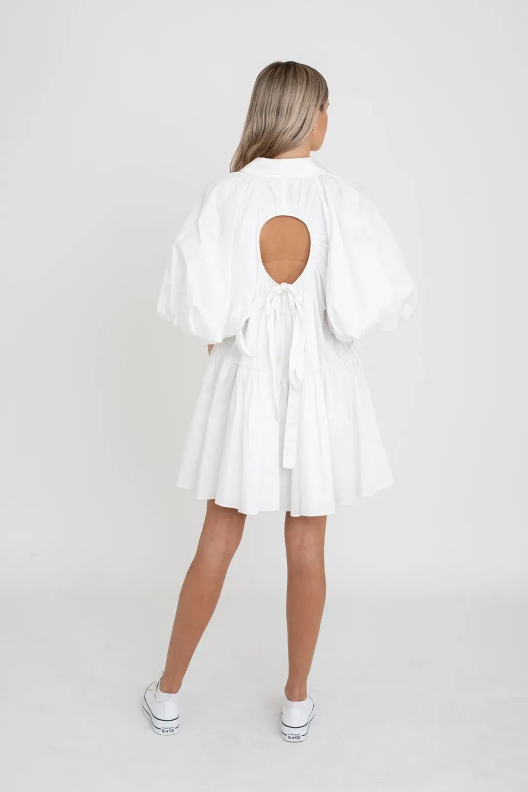 Aje Prima Circle Tiered Mini Dress Size AU12 for rent on The Volte - main image