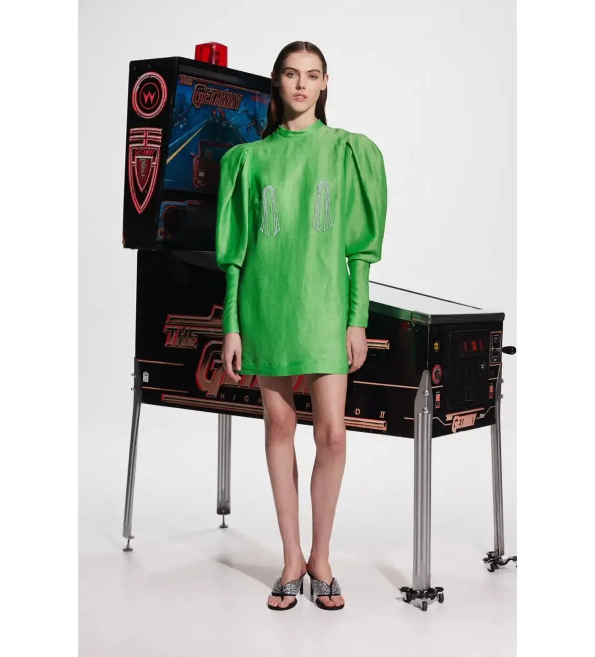 Alemais Dazzle Mini Dress in Green Size AU12 for rent on The Volte - main image