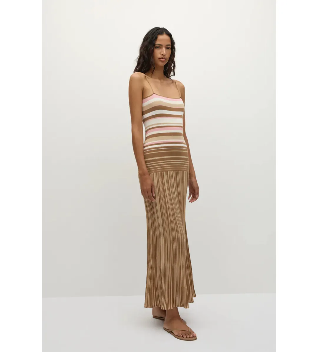 Faithful The Brand Esenia Knit Dress in Puce Sepia Stripe Size M/AU10 for rent on The Volte - main image
