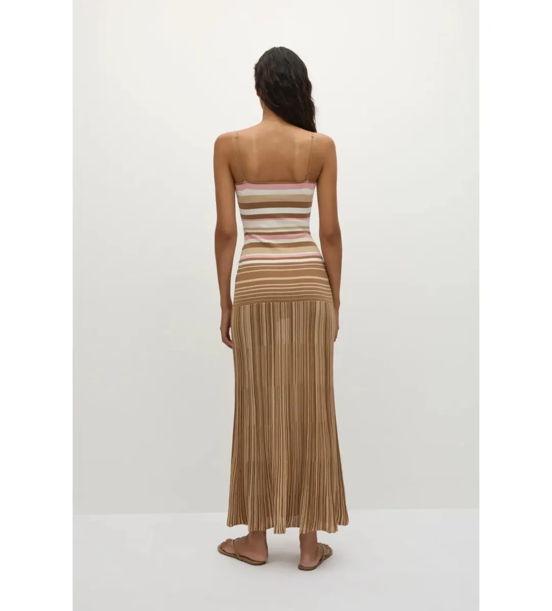 Faithful The Brand Esenia Knit Dress in Puce Sepia Stripe Size M/AU10 for rent on The Volte - main image