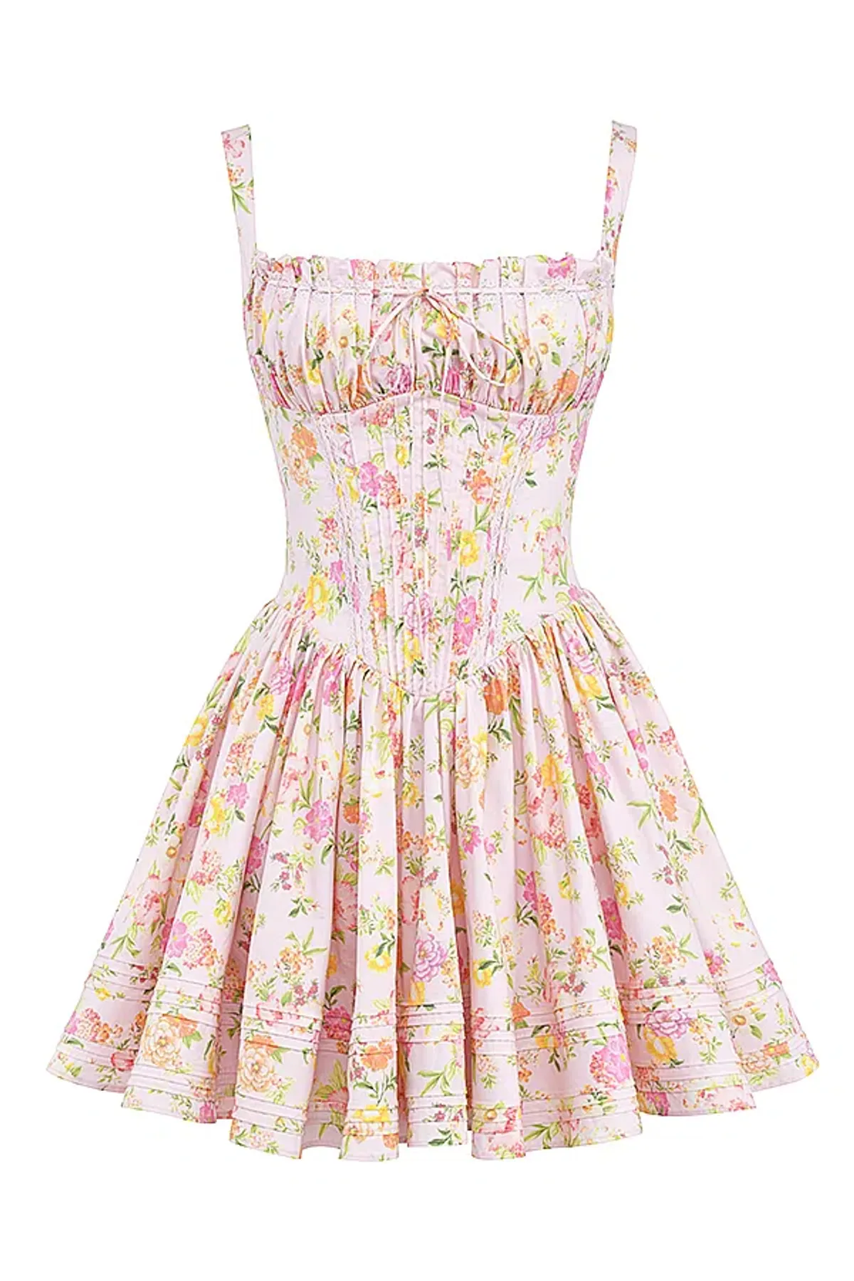 House of CB NATASSIA Pink Meadow Print Cotton Mini Dress for rent on The Volte - main image