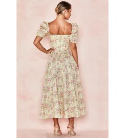 House of CB Tallulah Lemon Floral Puff Sleeve Midi Sundress Size 8 for rent on The Volte - image 2