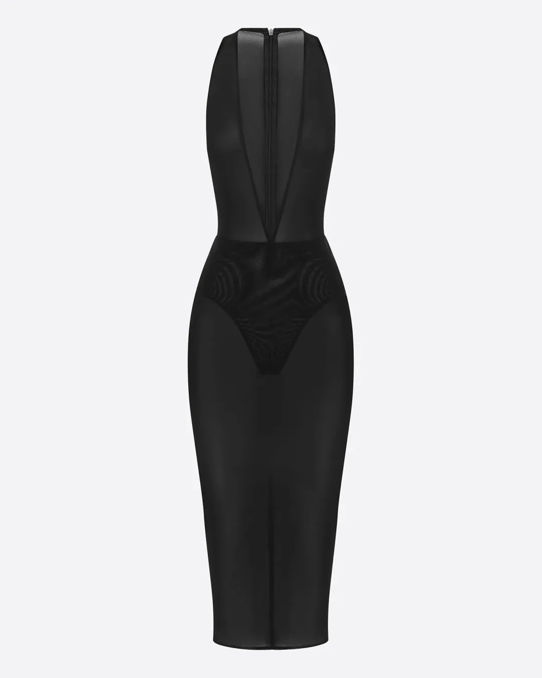 Alex Perry Halter Midi Dress in Stretch Mesh Black Size AU 10 for rent on The Volte - main image