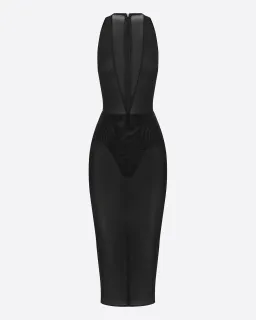 Alex Perry Halter Midi Dress in Stretch Mesh Black Size AU 10 for rent on The Volte - image 3