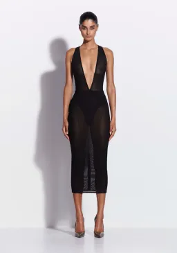 Alex Perry Halter Midi Dress in Stretch Mesh Black Size AU 10 for rent on The Volte - image 1