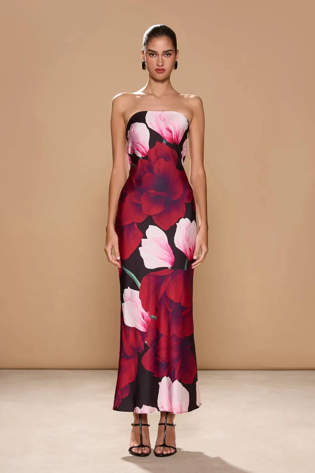 Sonya Moda Alma Midi Dress in Midnight Roses Size 8 for rent on The Volte - main image