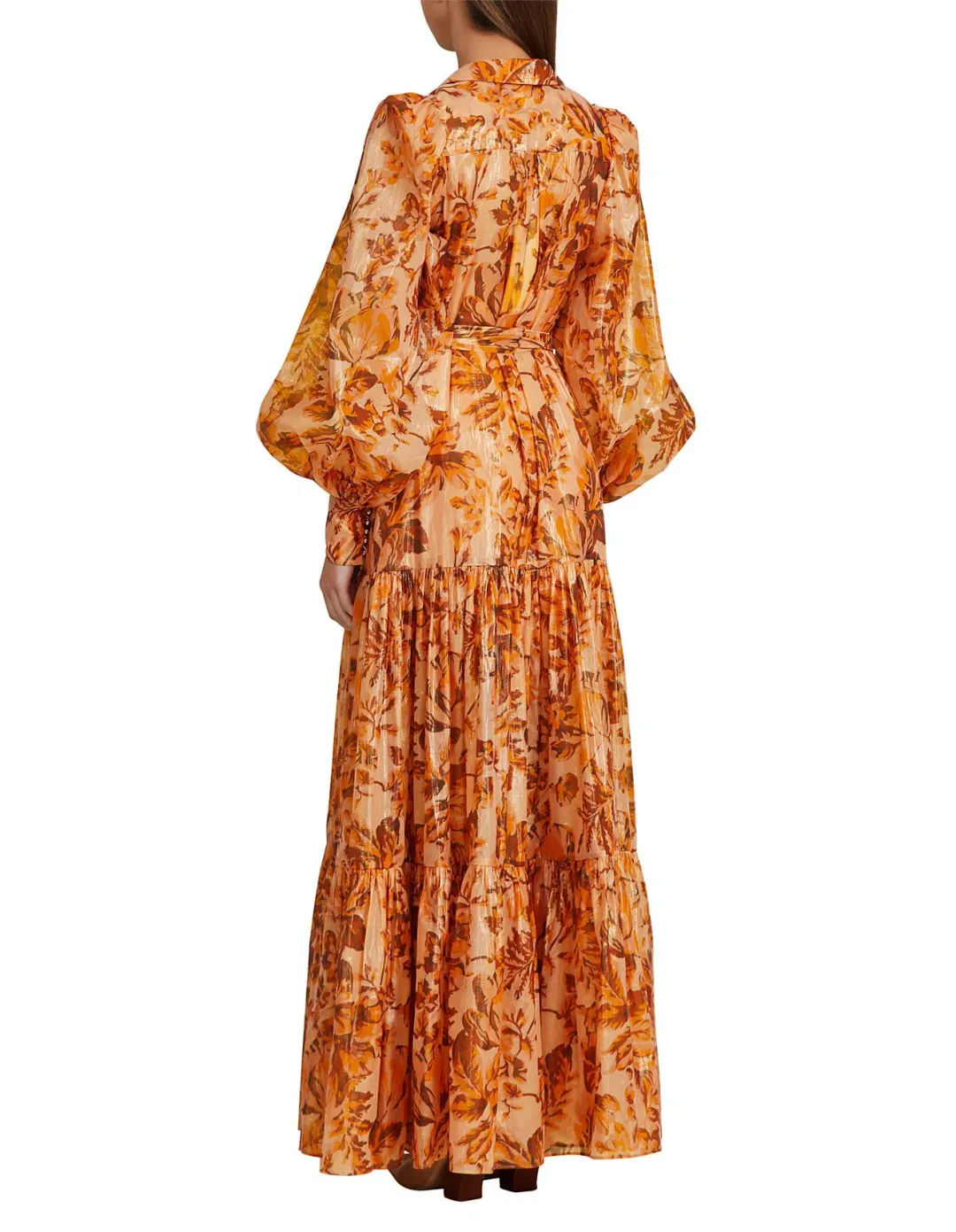 Acler Naples Maxi Dress in Orange Print Size 10 for rent on The Volte - main image
