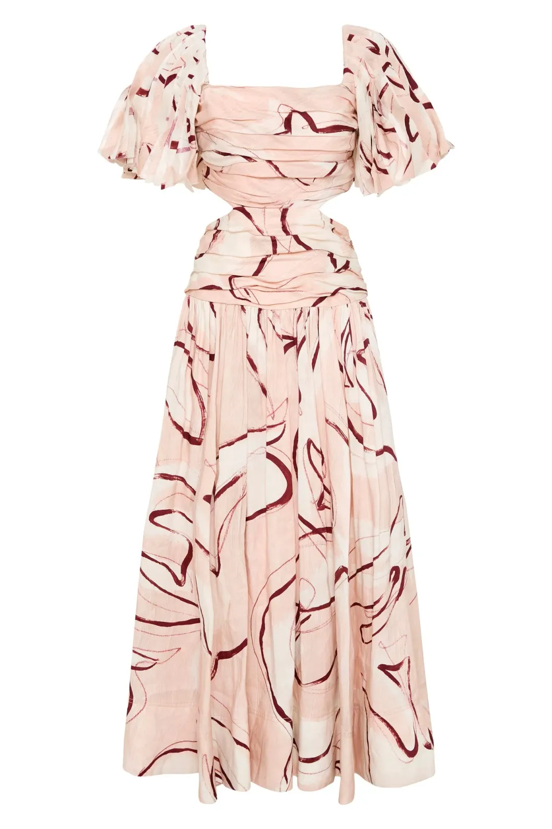 Aje Marianne Ruched Cutout Midi Dress in Whimsical Dove Print Size 4 for rent on The Volte - main image