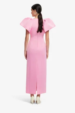 Leo Lin Lucinda Floral Appliqué Maxi Dress Baby Pink Size 10  for rent on The Volte - image 2