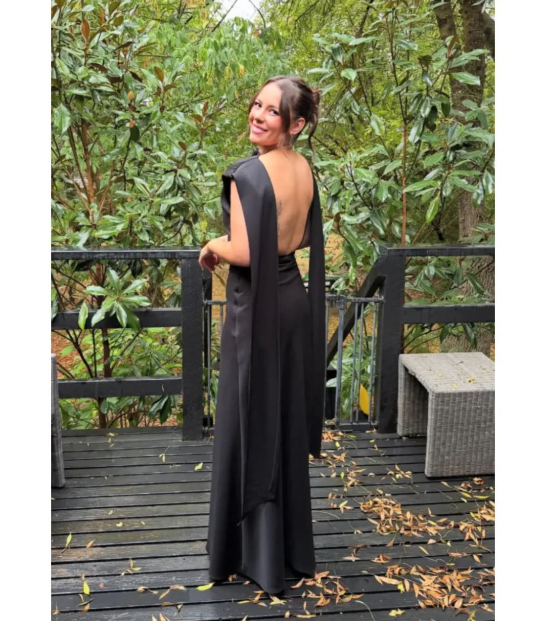 Odd Muse Ultimate Muse Draped Maxi Dress Black Size 10 for rent on The Volte - main image