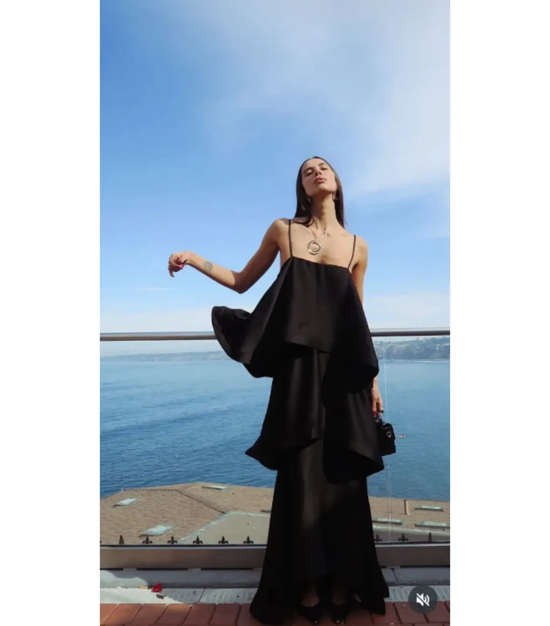 Elliatt Tilly Tiered Maxi Dress Black Size 6 for rent on The Volte - main image