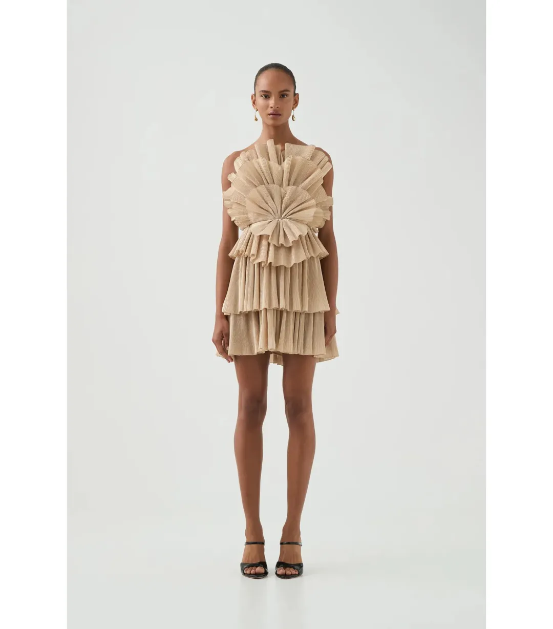 Aje Kyra Mini Dress Gold Size 10 for rent on The Volte - main image