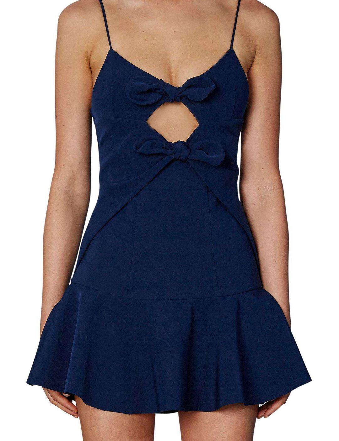 By Johnny Double Bow Flare Mini Dress Blue Size 10 for rent on The Volte - main image