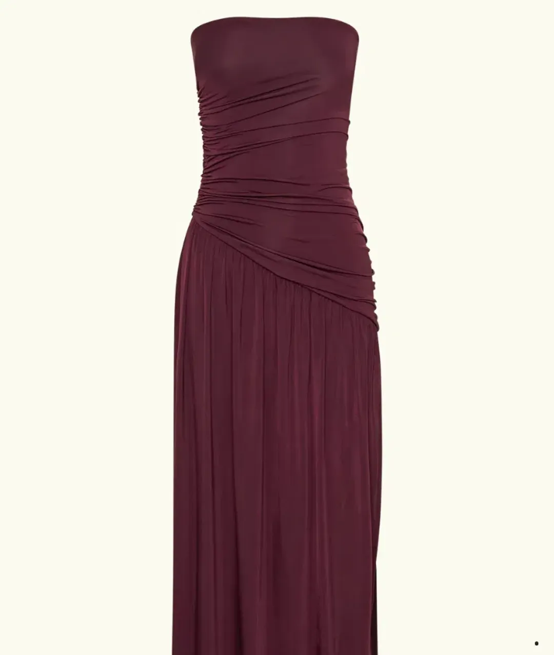 MESHKI Bex Strapless Slinky Maxi Dress With Split Burgundy Size 10 for rent on The Volte - main image