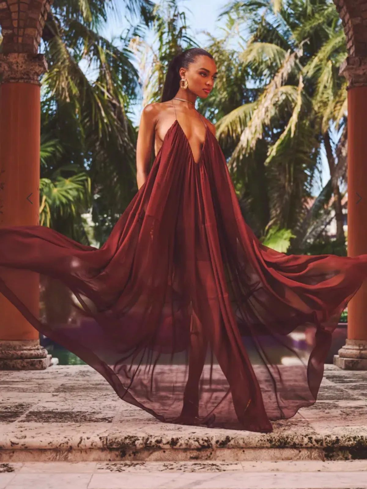 Retrofete Arlet Chiffon Dress in Chestnut Size XS/AU6  for rent on The Volte - main image