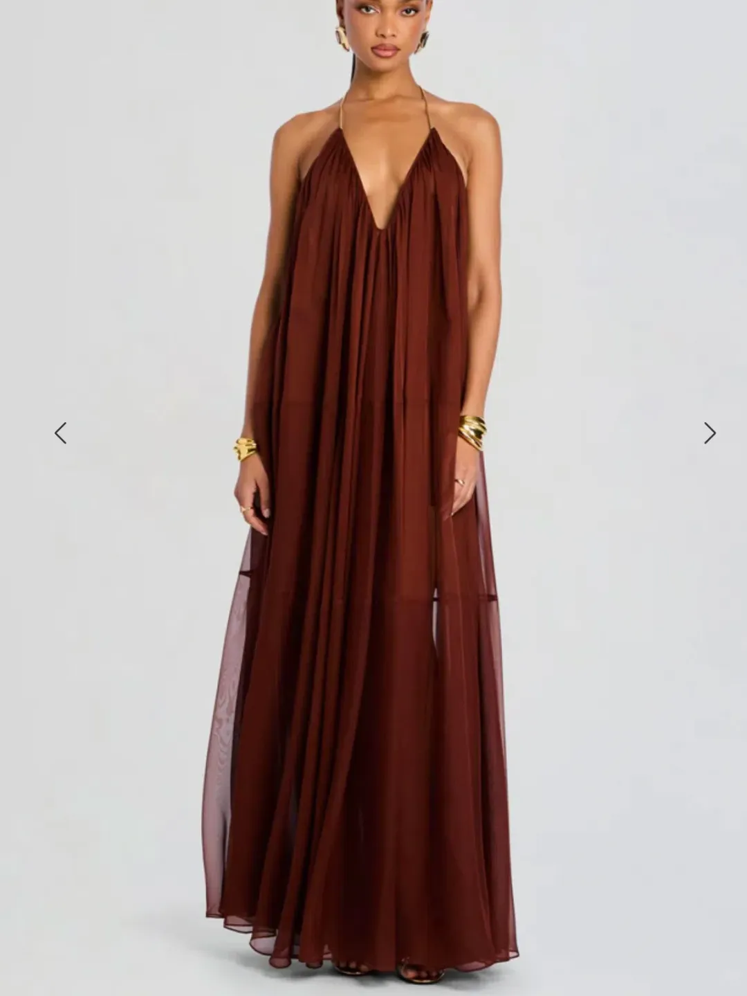 Retrofete arlet chiffon dress chestnut size XS 6  for rent on The Volte - main image