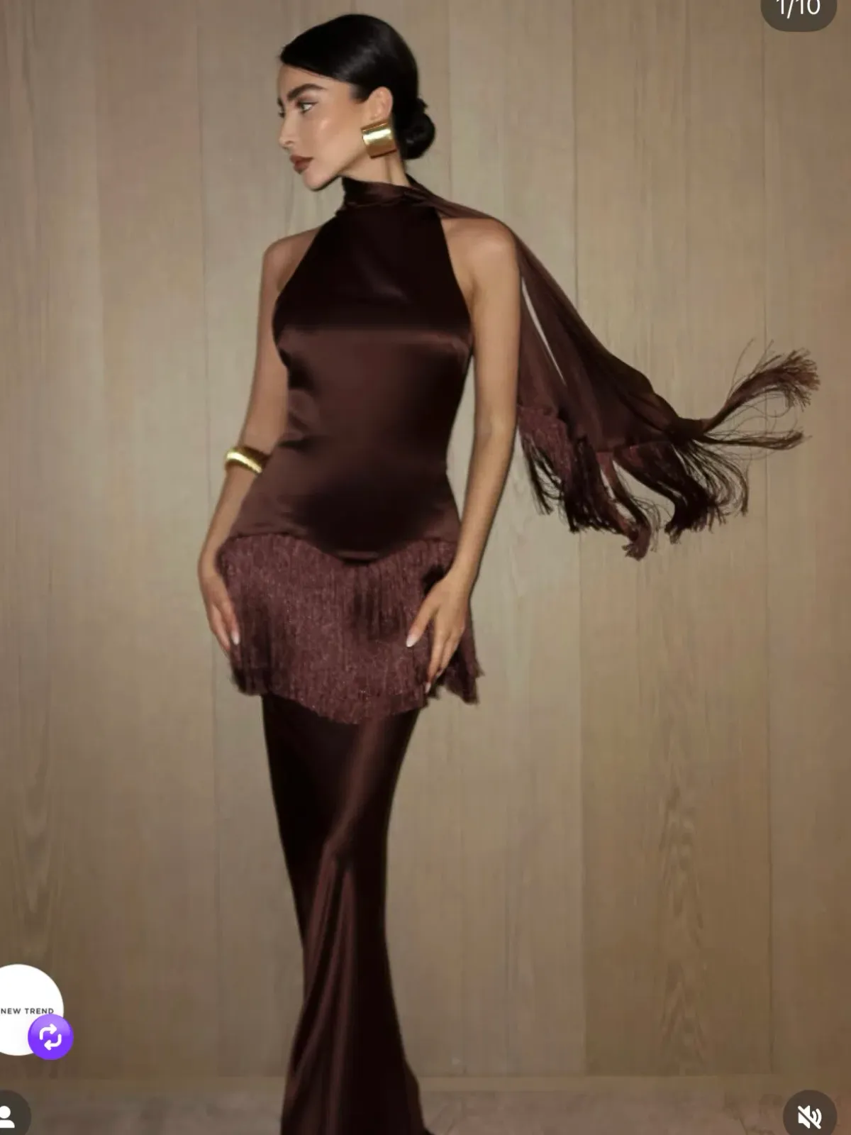 De Le vali KHAMSIN MAXI DRESS IN CEDAR SILK SATIN size 6 for rent on The Volte - main image